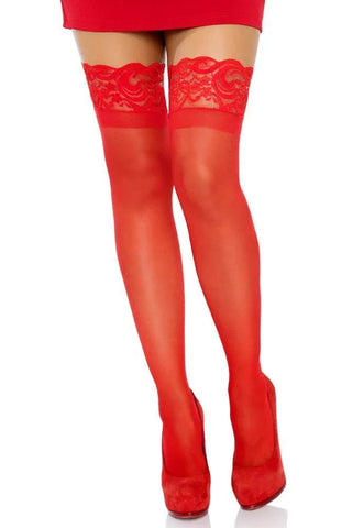 Leg Avenue - Κόκκινες κάλτσες - Leg Avenue Stay up Sheer Stockings Κόκκινες LG1022-Red - E-string.gr