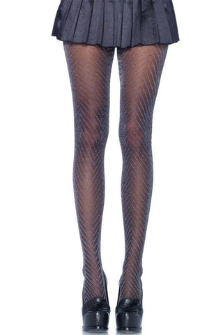 Leg Avenue - Καλσόν μαύρο ανθρακί - Zig Zag Lurex Tights LG7921 - E-string.gr