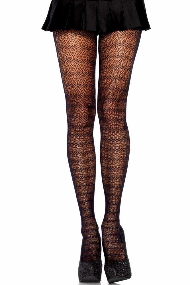 Leg Avenue - Καλσόν δίχτυ μαύρο - Plume Lace Pantyhose LG9974 - E-string.gr
