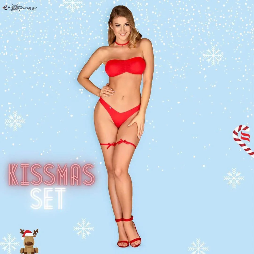 Obsessive - Γυναικείο Σετ εσώρουχα - Obsessive Kissmas Set Κόκκινο OB8968 - E-string.gr