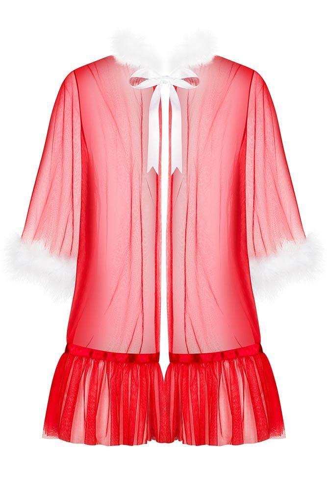 Obsessive - Γυναικεία στολή Babydoll - Obsessive Santasia Peignoir Κόκκινο OB8937 - E-string.gr
