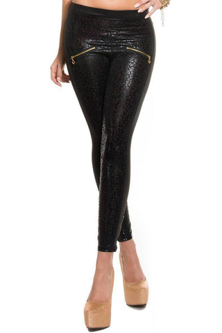 KouCla - Κολάν - Sexy leggings with leoprint and zips LEG9963 - E-string.gr