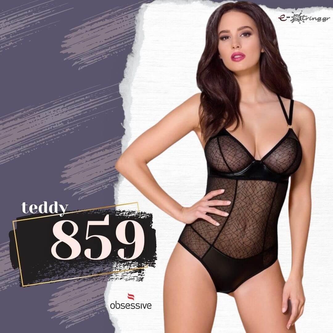 Obsessive - Γυναικείο κορμάκι - Obsessive 859 teddy Μαύρο OB8709 - E-string.gr