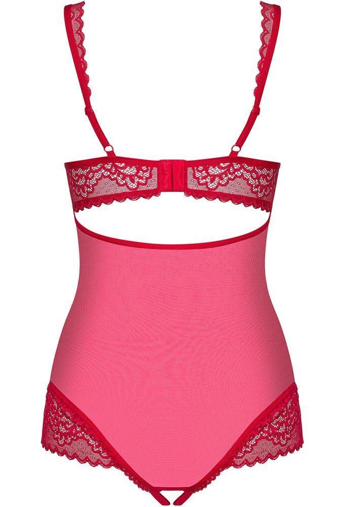 Obsessive - Γυναικείο κορμάκι - Obsessive Rougebelle crotchless teddy Κόκκινο OB3406 - E-string.gr