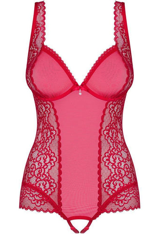 Obsessive - Γυναικείο κορμάκι - Obsessive Rougebelle crotchless teddy Κόκκινο OB3406 - E-string.gr