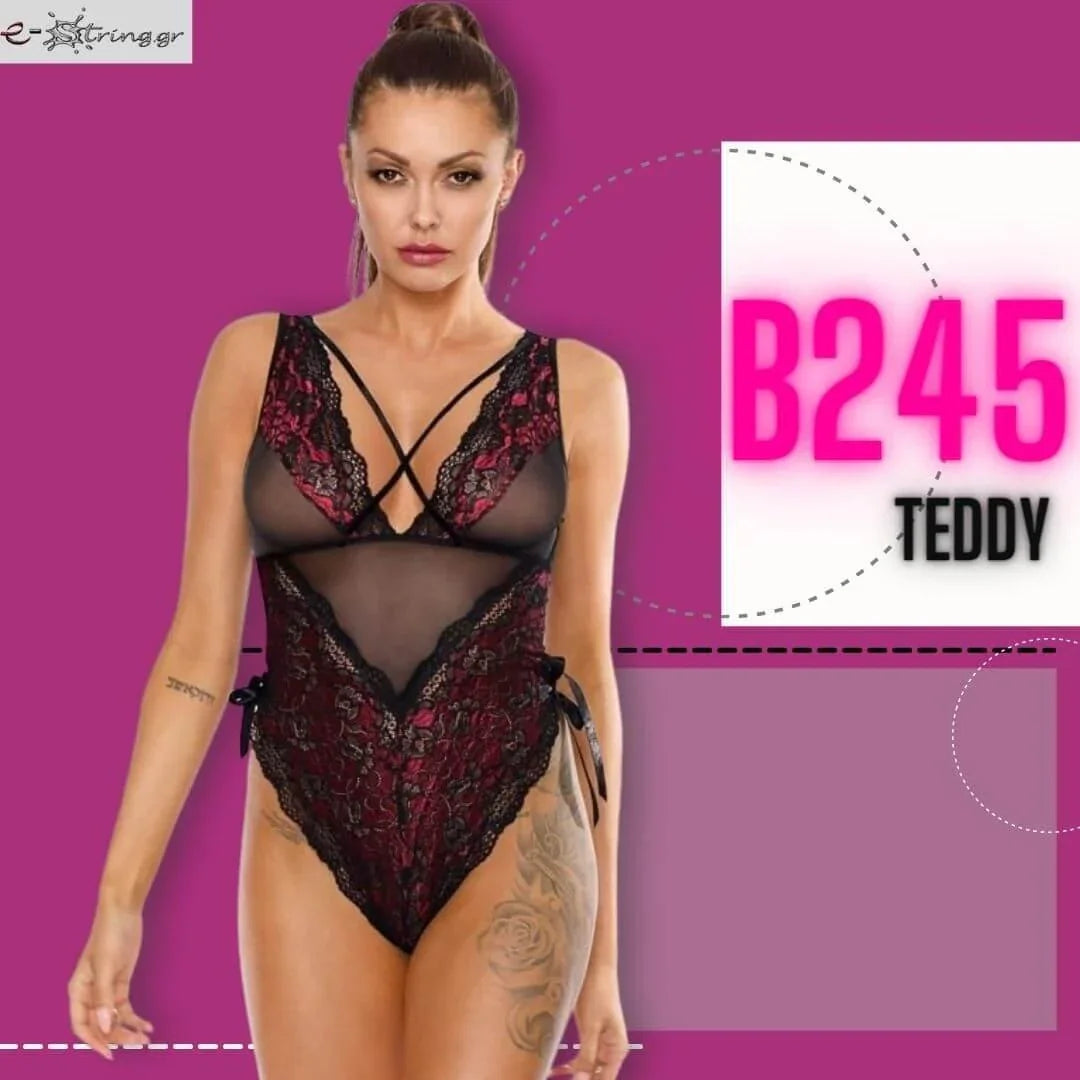 Excellent Beauty - Γυναικείο Κορμάκι - Excellent Beauty Μαύρο Μπορντό B-245 - E-string.gr