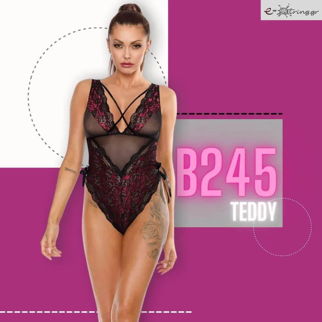 Excellent Beauty - Γυναικείο Κορμάκι - Excellent Beauty Μαύρο Μπορντό B-245 - E-string.gr
