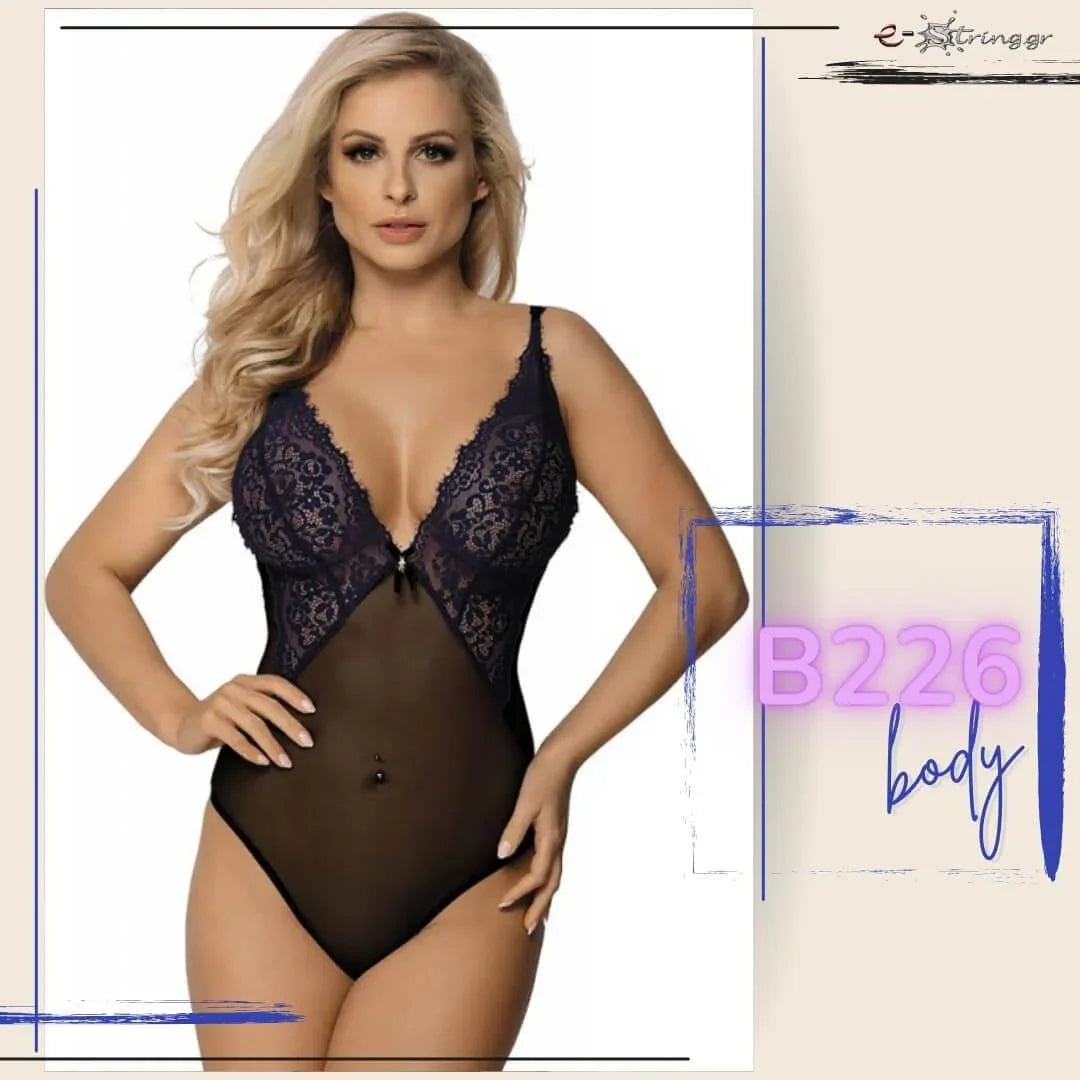 Excellent Beauty - Γυναικείο Κορμάκι - Excellent Beauty Μαύρο Σκούρο Μπλε B-226 - E-string.gr