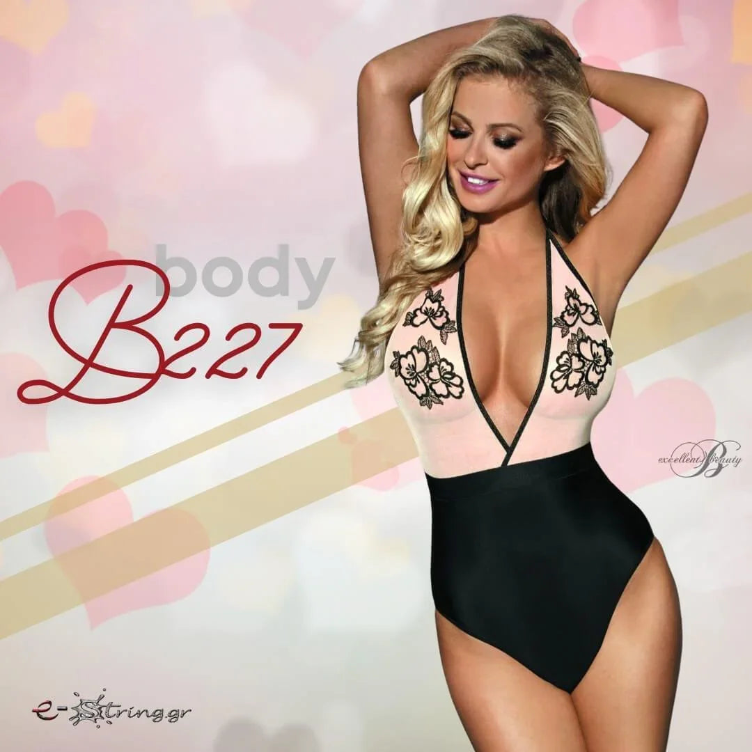 Excellent Beauty - Γυναικείο Κορμάκι - Excellent Beauty Μαύρο Μπεζ B-227 - E-string.gr