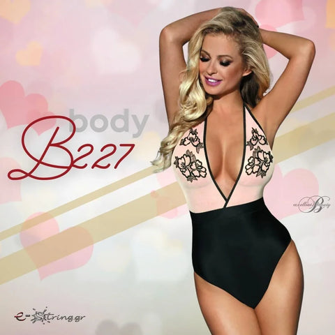 Excellent Beauty - Γυναικείο Κορμάκι - Excellent Beauty Μαύρο Μπεζ B-227 - E-string.gr
