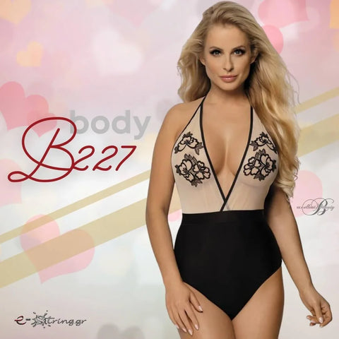 Excellent Beauty - Γυναικείο Κορμάκι - Excellent Beauty Μαύρο Μπεζ B-227 - E-string.gr