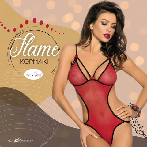 Anais - Γυναικείο Κορμάκι στρινγκ - AS Flame Κόκκινο AS-FLAME - E-string.gr