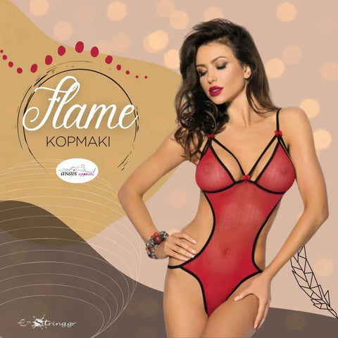 Anais - Γυναικείο Κορμάκι στρινγκ - AS Flame Κόκκινο AS-FLAME - E-string.gr
