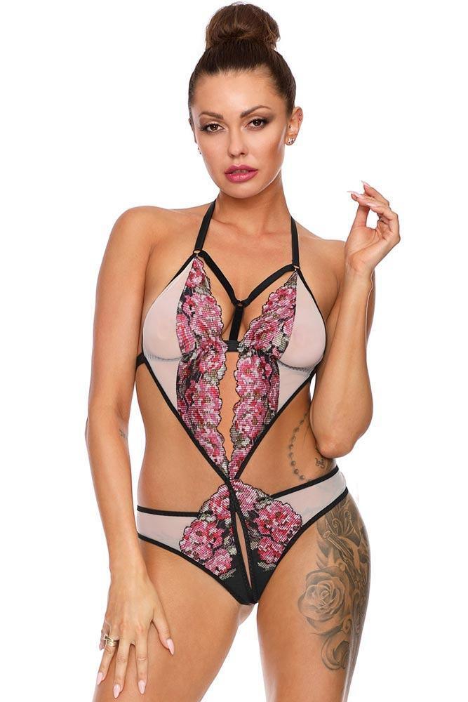 Excellent Beauty - Γυναικείο Κορμάκι - Excellent Beauty Μαύρο Ροζ B-242 - E-string.gr