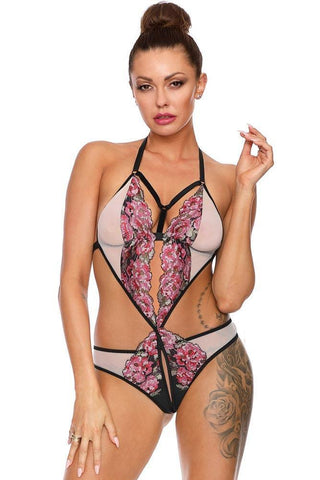 Excellent Beauty - Γυναικείο Κορμάκι - Excellent Beauty Μαύρο Ροζ B-242 - E-string.gr