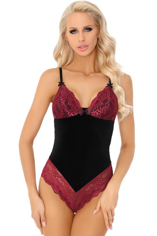 Livco Corsetti - Γυναικείο Κορμάκι - LivCo Caris Μαύρο Μοβ LC20031 - E-string.gr
