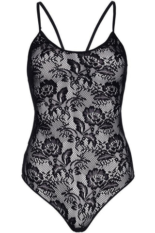 Leg Avenue - Γυναικείο κορμάκι - Leg Avenue Rose lace strappy back teddy Μαύρο LG81540 - E-string.gr