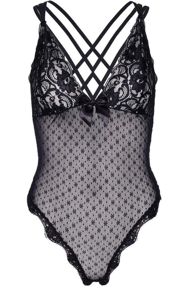 Leg Avenue - Γυναικείο κορμάκι - Leg Avenue Point de esprit teddy Μαύρο LG89199 - E-string.gr