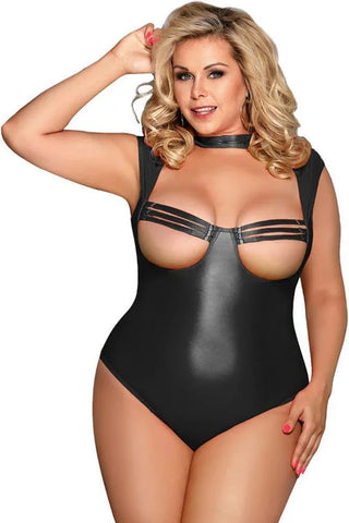 Subblime - Plus Size Κορμάκι - Subblime Uncovered Breast Teddy Μαύρο S-220739 - E-string.gr