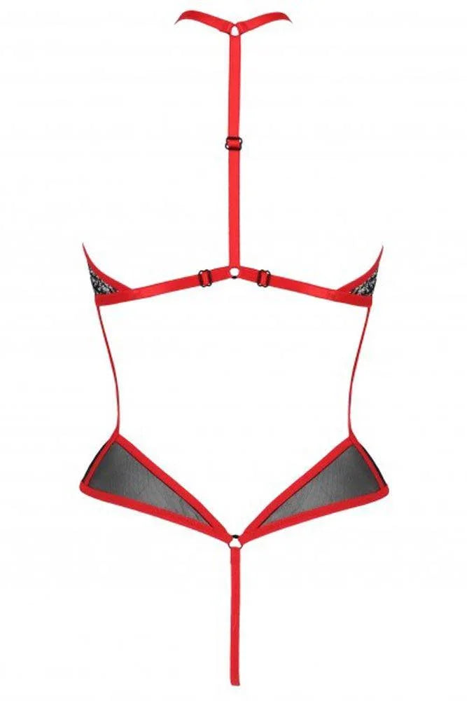 Passion - Γυναικείο κορμάκι - Passion Satara Body Μαύρο-Κόκκινο PS-Satara - E-string.gr