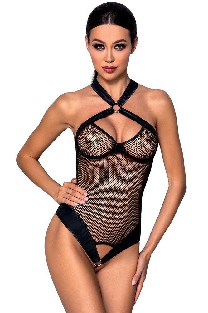 Passion - Γυναικείο κορμάκι - Passion Amanda Body Leather Μαύρο PE10376 - E-string.gr