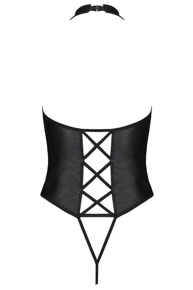 Passion - Γυναικείο κορμάκι - Passion Nancy Body Leather Μαύρο PE10386 - E-string.gr