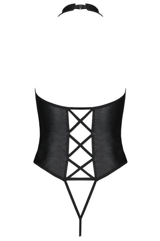Passion - Γυναικείο κορμάκι - Passion Nancy Body Leather Μαύρο PE10386 - E-string.gr