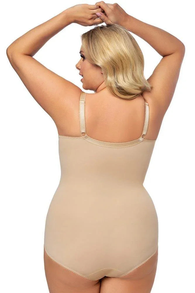Gorsenia - Plus Size Κορμάκι - Gorsenia Gala Μπεζ K-356 - E-string.gr