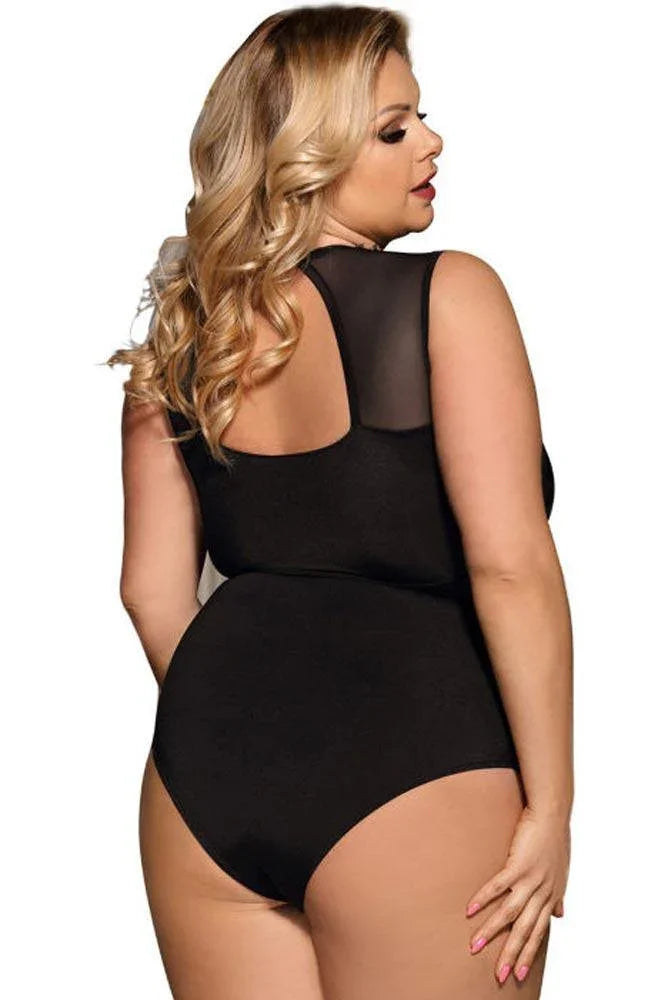 Subblime - Plus Size Κορμάκι - Subblime Opaque Teddy Μαύρο S-220667 - E-string.gr
