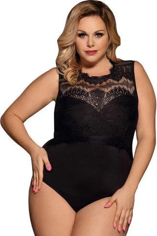Subblime - Plus Size Κορμάκι - Subblime Opaque Teddy Μαύρο S-220667 - E-string.gr