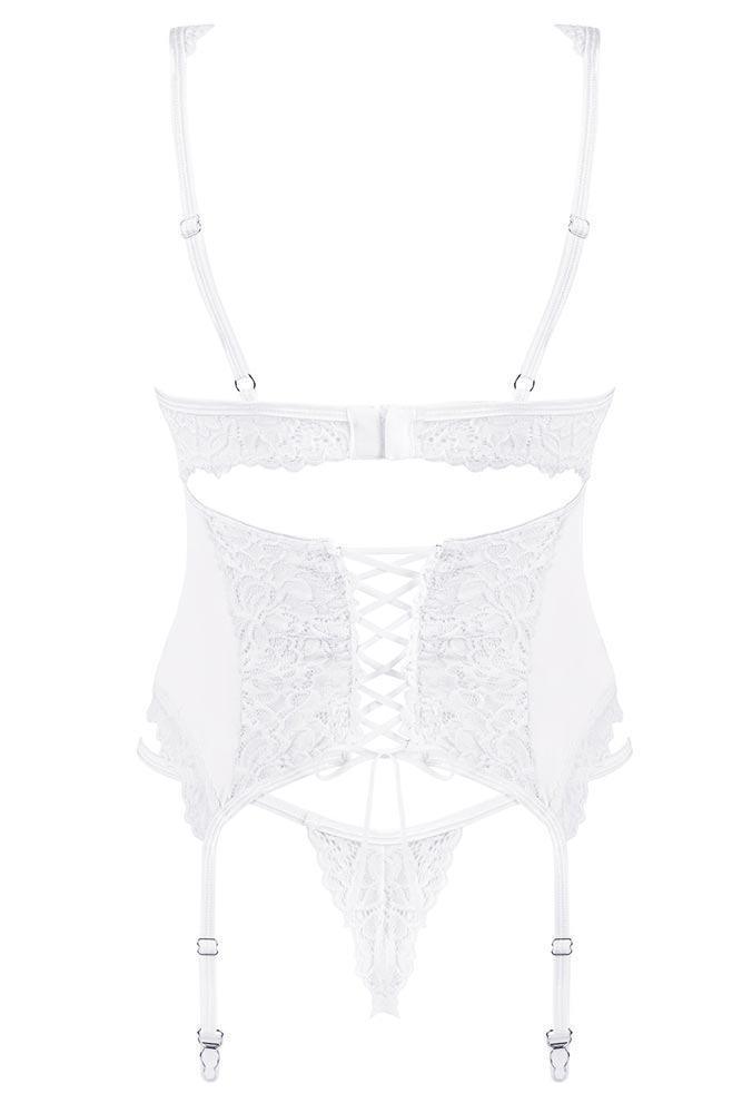 Obsessive - Γυναικείος κορσές - Obsessive Amor Blanco Corset and thong Λευκός OB6147 - E-string.gr
