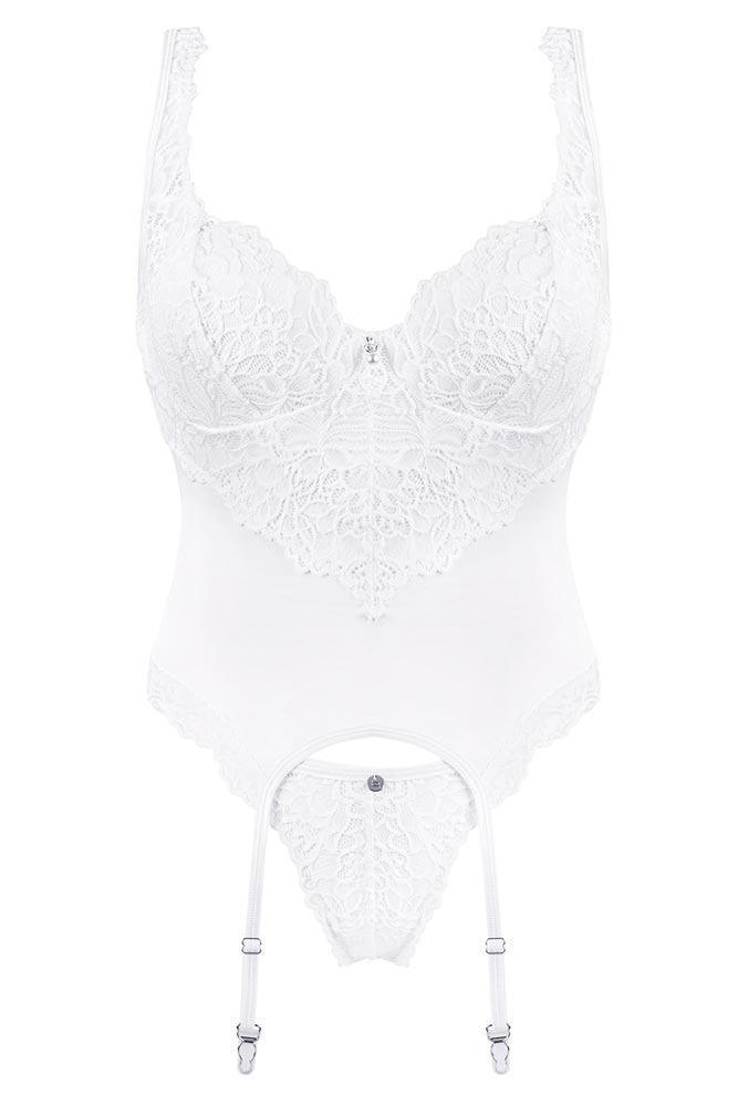 Obsessive - Γυναικείος κορσές - Obsessive Amor Blanco Corset and thong Λευκός OB6147 - E-string.gr
