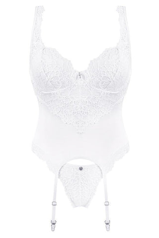 Obsessive - Γυναικείος κορσές - Obsessive Amor Blanco Corset and thong Λευκός OB6147 - E-string.gr