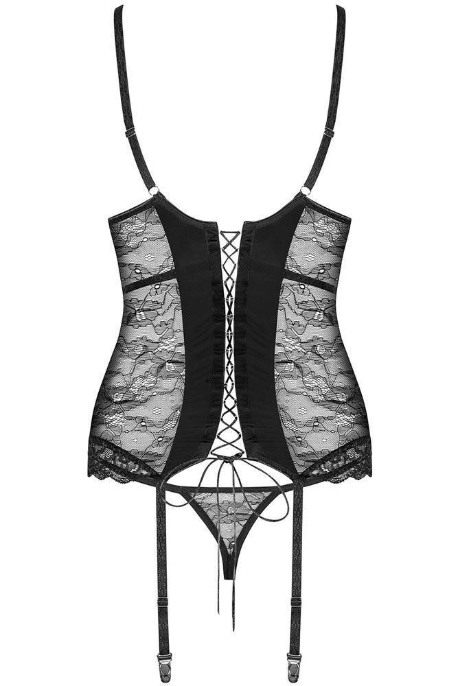 Obsessive - Γυναικείος κορσές - Obsessive Laurise corset and thong Μαύρος OB2927 - E-string.gr