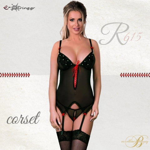 Excellent Beauty - Γυναικείος Κορσές - Excellent Beauty Corset Μαύρος R-615 - E-string.gr