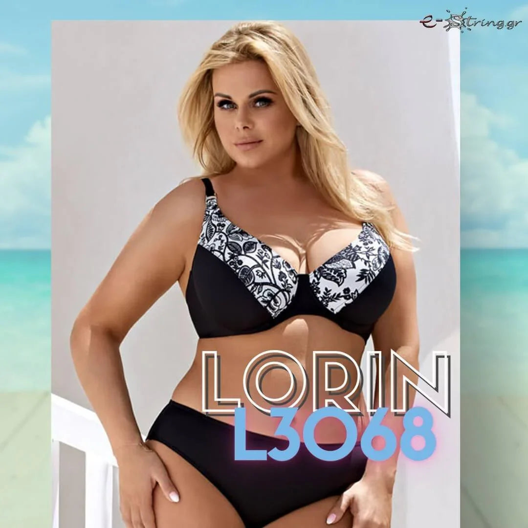 Lorin - Γυναικείο Μαγιό - Μπικίνι Lorin Μαύρο Λευκό L-3068 - E-string.gr