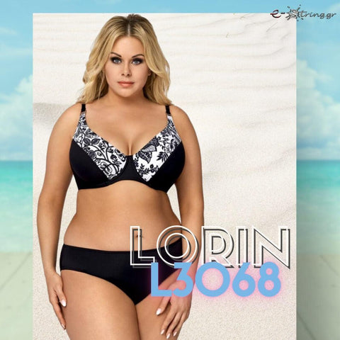 Lorin - Γυναικείο Μαγιό - Μπικίνι Lorin Μαύρο Λευκό L-3068 - E-string.gr