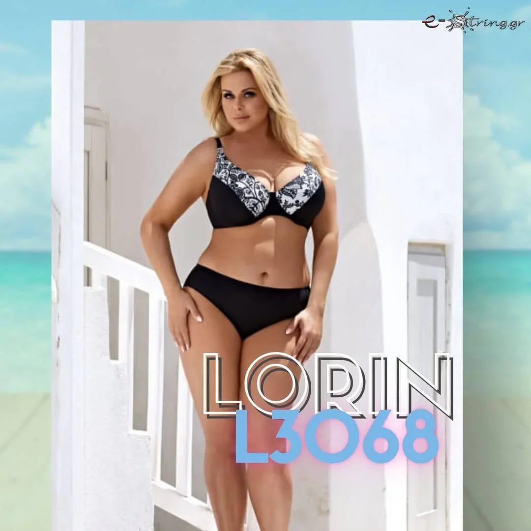Lorin - Γυναικείο Μαγιό - Μπικίνι Lorin Μαύρο Λευκό L-3068 - E-string.gr