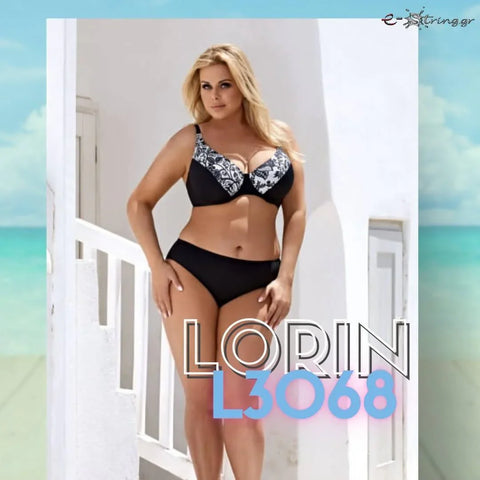 Lorin - Γυναικείο Μαγιό - Μπικίνι Lorin Μαύρο Λευκό L-3068 - E-string.gr
