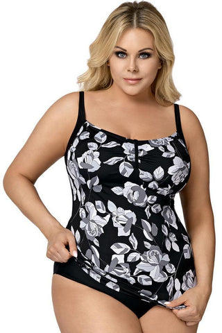 Lorin - Γυναικείο Μαγιό - Tankini Lorin Μαύρο Γκρι L-5124 - E-string.gr