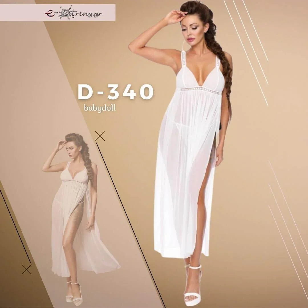 Excellent Beauty - Γυναικείο Μακρύ Babydoll - Excellent Beauty Λευκό D-340 - E-string.gr