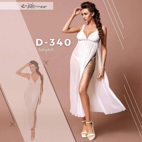 Excellent Beauty - Γυναικείο Μακρύ Babydoll - Excellent Beauty Λευκό D-340 - E-string.gr