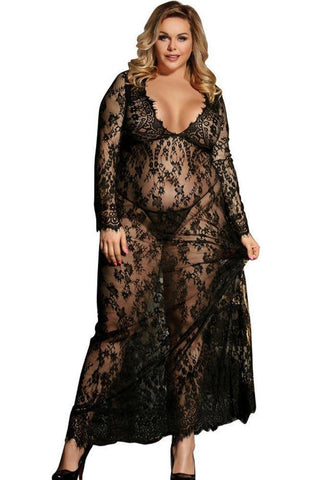 Subblime - Plus Size Μακρύ Babydoll - Φόρεμα - Subblime Long Sleeve Dress Μαύρη S-220670 - E-string.gr