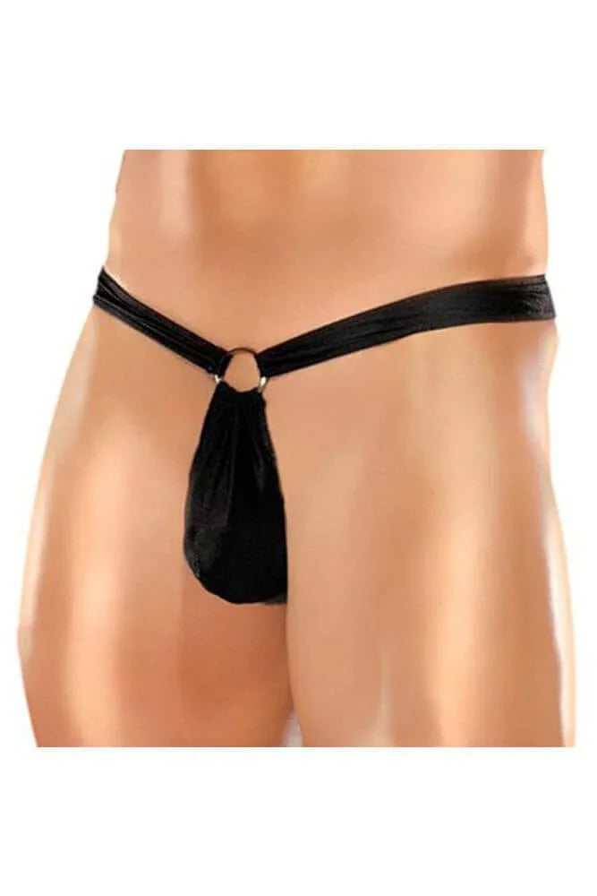 Male Power - Ανδρικό εσώρουχο - MALE POWER FRONT RING THONG BLACK S4F10445 - E-string.gr