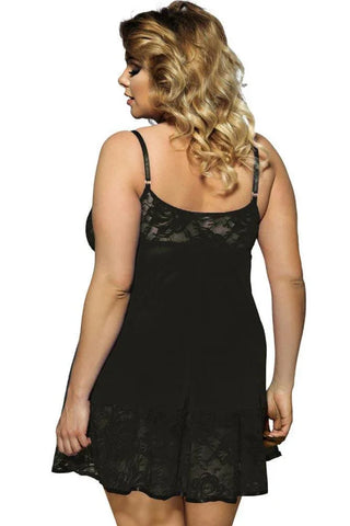 Subblime - Plus Size Babydoll - Subblime Babydoll Floral Laces Μαύρο S-220598 - E-string.gr
