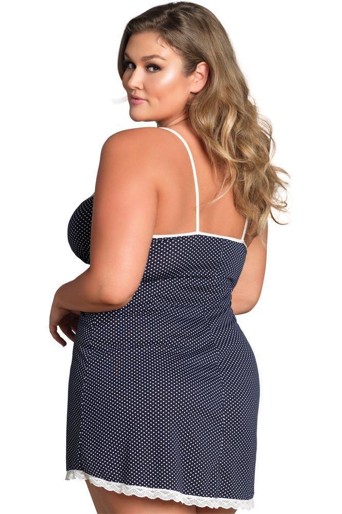 Leg Avenue - PLUS SIZE Νυχτικό - Polka dot jersey slipdress μπλε LG8874 - E-string.gr