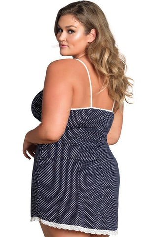 Leg Avenue - PLUS SIZE Νυχτικό - Polka dot jersey slipdress μπλε LG8874 - E-string.gr