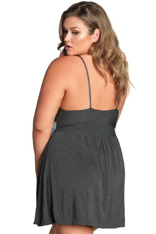 Leg Avenue - PLUS SIZE Νυχτικό - Jersey and lace slipdress LG8876 - E-string.gr