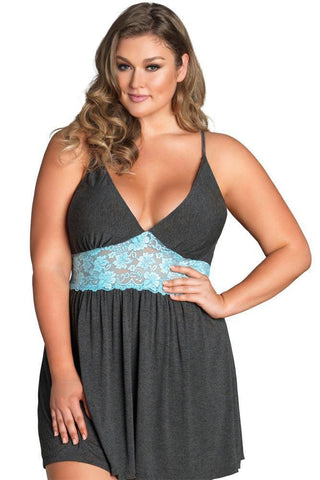 Leg Avenue - PLUS SIZE Νυχτικό - Jersey and lace slipdress LG8876 - E-string.gr