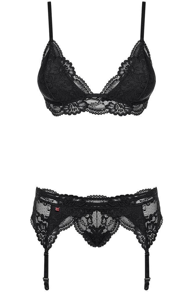 Obsessive - Γυναικείο σετ εσωρούχων- Obsessive 810 set 3 pcs Μαύρο OB3834 - E-string.gr
